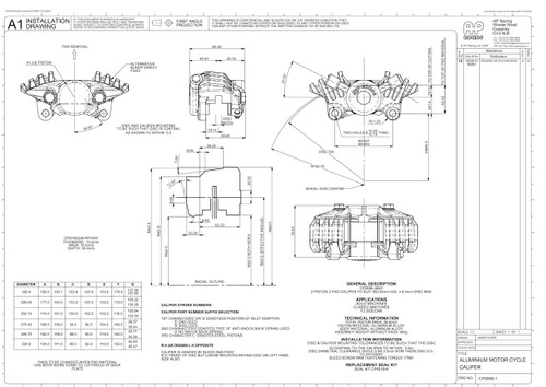 AP Racing 2 Piston Classic Caliper Drawing CP2696