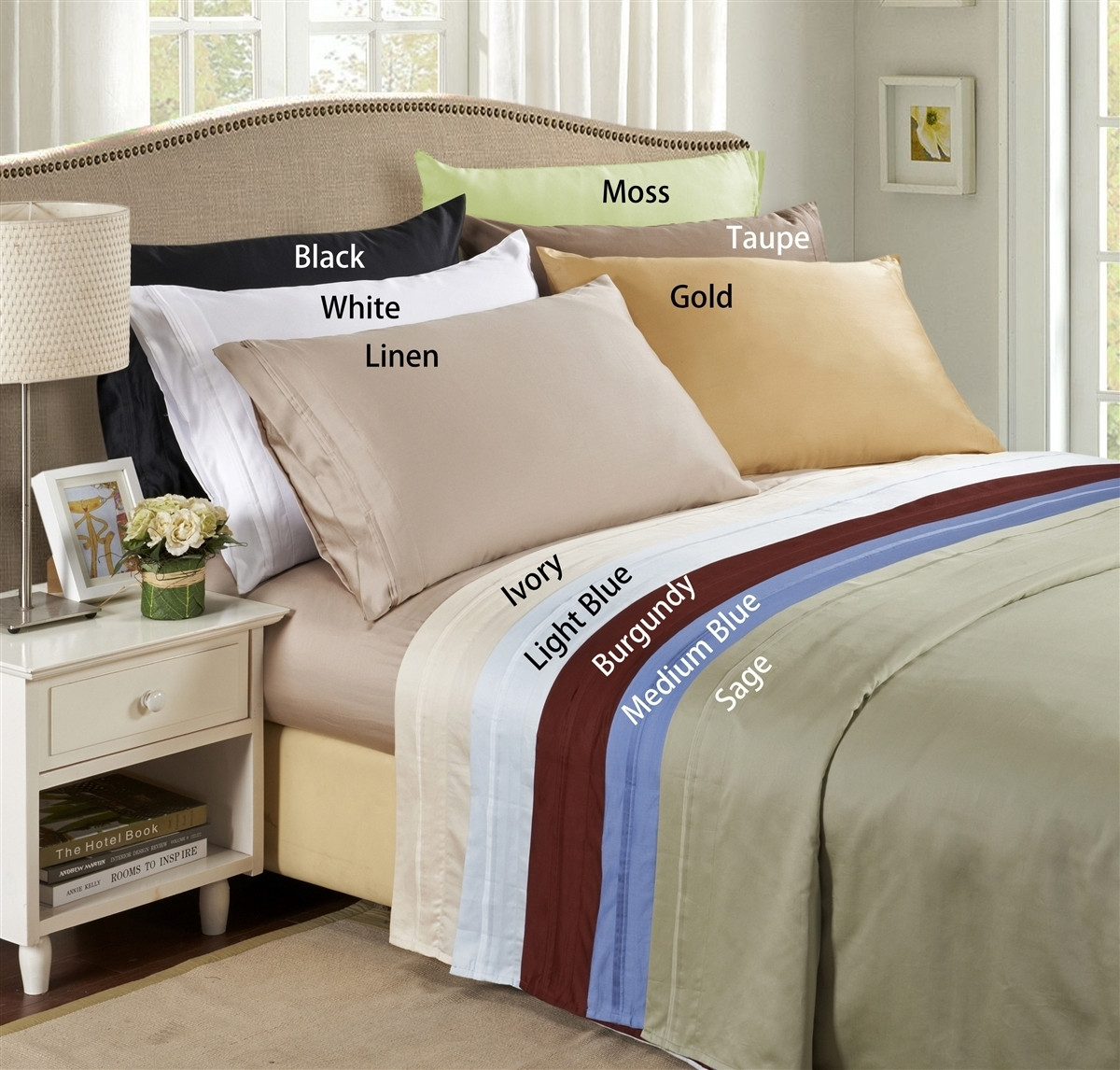 Lido Collection - 600 Thread Count Egyptian Cotton Split Dual King Bed  Sheets - Egyptian Cotton Bedsheets