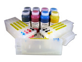 Refillable Cartridge Kit for Epson Pro 4000/7600/9600 with 8 x 500 ml bottles of Cave Paint Elite pigment inks - includes both Photo & Matte Black inks and cartridges