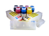 Refillable Cartridge Kit for Epson Pro 7600/9600 with 7 x 500 ml bottles of Cave Paint Elite pigment inks - includes Photo Black ink and cartridge