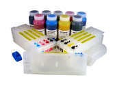 Refillable Cartridge Kit for Epson Pro 4800 with 9 x 500 ml bottles of Cave Paint Elite Enhanced pigment inks - includes both Photo & Matte Black inks and cartridges
