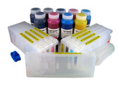 Refillable Cartridge Kit for Epson Pro 7880/9880 with 9 x 500 ml bottles of Cave Paint Elite Enhanced pigment inks - includes both Photo & Matte Black inks and cartridges