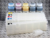 Refillable Cartridge Kit for the Epson SureColor T3270, T5270, and T7270 with 5 x 500 ml bottles of Cave Paint Elite T Series pigment inks