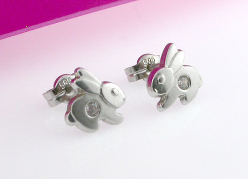 Bunny Stud Earring 14kt White Gold