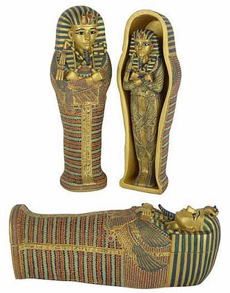 Sarcophagus (Coffin) of King Tutankhamun with small King Tut inside. - Photo Museum Store Company