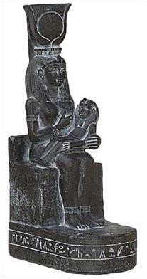 Isis nursing Horus - Egyptian Museum, Cairo. 19th Dynasty 1300 B.C. - Photo Museum Store Company