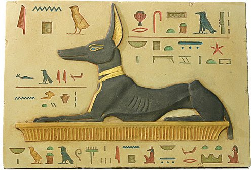 Reclining Anubis relief - color finish - Photo Museum Store Company