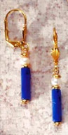 Lapis Lazuli - Lapis Tube & Pearl Earrings - from the Latin "lapis" (stone) and "azul&# - Photo Museum Store Co