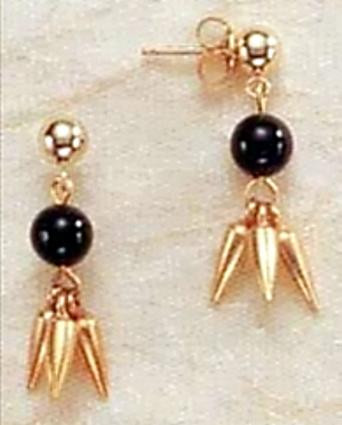 Lotus Petal & Black Onyx Earrings - Egyptian - Photo Museum Store Company