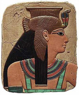 The Goddess Nekhbet Relief , Painted - Temple of Abydos, Egypt. Dynasty XIX, 1317 B.C. - Photo Museum Store Company