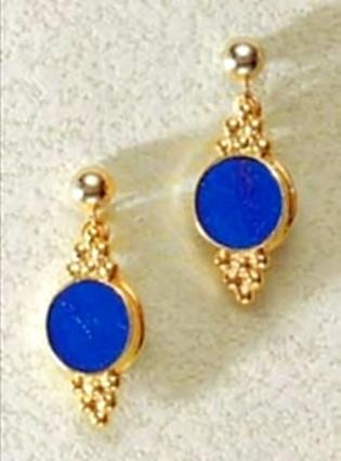 Roman Lapis Earrings, vermeil - Roman, from the collection of The Walters Art Museum - Photo Museum Store Company