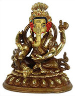 Seated Ganesh, 5H, gold plated - Photo Museum Store Company