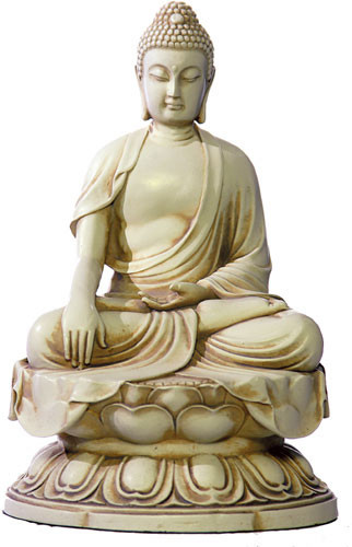 Chinese Buddha on Lotus base, Earth touching pose - Photo Museum Store Company