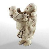 Hotei with Baby (God of Good Fortune) - Japanese Netsuke - Photo Museum Store Company
