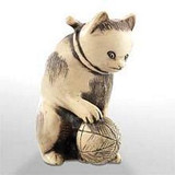 Cat with Ball - Japanese Netsuke - Photo Museum Store Company