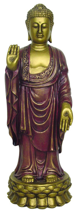 Standing Buddha in pose of Dispelling Fear and Bringing Protection - Photo Museum Company(tm)