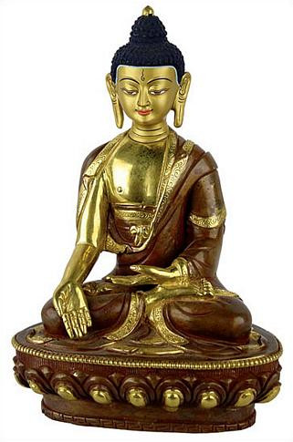 Buddha in wish giving pose, 8"H gold plated - Photo Museum Store Company