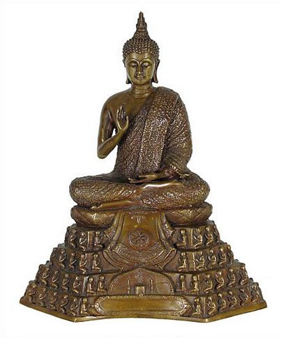 Small Buddha with 108 worshippers throne - Photo Museum Store Company