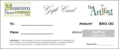 $50 GIFT CARD - CERTIFICATE (with Free Express Delivery Upgrade) - Photo Museum Store Company