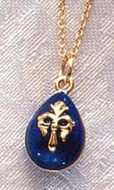 Imperial Blue Fleur de Lys Faberge Inspired Egg Pendant - Russia, 18th - 19th Century - Photo Museum Store Company