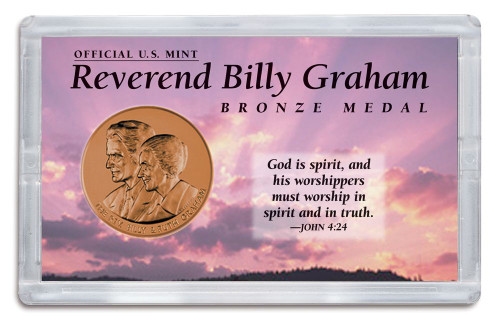 Collector's Billy Graham Medal in 3X5 Acrylic - Actual Authentic Collectable - Photo Museum Store Company
