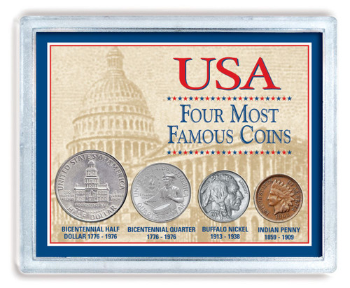 Collector's USA Four Most Famous Coins - Actual Authentic Collectable - Photo Museum Store Company