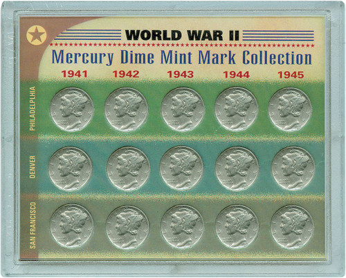 Collector's World War II Silver Mercury Dime Mint Mark Collection - Actual Authentic Collectable - Photo Museum Store Co