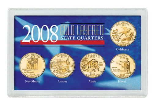 Collector's 2008 Gold-Layered State Quarters - Actual Authentic Collectable - Photo Museum Store Company