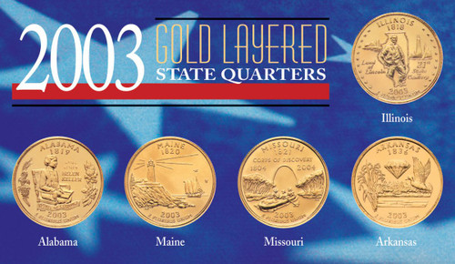 Collector's 2003 Gold-Layered State Quarters - Actual Authentic Collectable - Photo Museum Store Company
