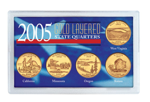 Collector's 2005 Gold-Layered State Quarters - Actual Authentic Collectable - Photo Museum Store Company