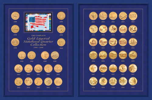 Collector's The Complete Gold-Layered Statehood Quarter Collection 1999-2008 - Actual Authentic Collectable - Photo Muse