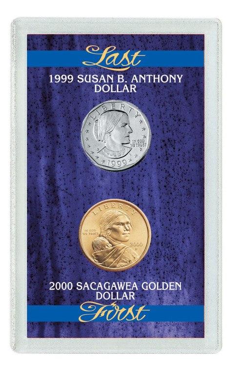 Collector's Last Susan B. Anthony Dollar & First Sacagawea Dollar - Actual Authentic Collectable - Photo Museum Store Co