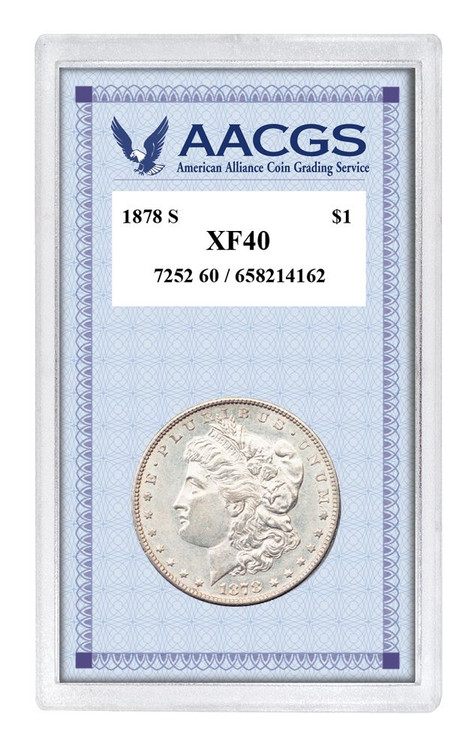 Collector's 1878S First-Year-of-Issue Morgan Silver Dollar, Graded XF40 - Actual Authentic Collectable - Photo Museum St