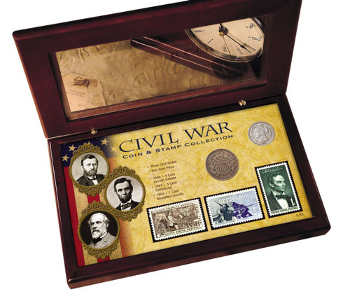 Collector's Civil War Coin & Stamp Collection Boxed Set - Actual Authentic Collectable - Photo Museum Store Company