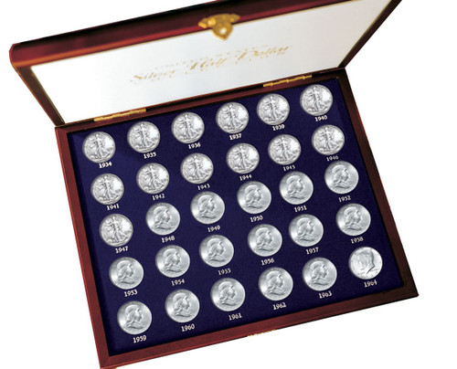 Collector's 30 Years of US Mint Half Dollars Each Struck of .900 Fine Silver - Actual Authentic Collectable - Photo Muse