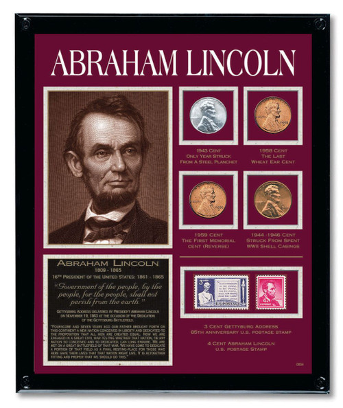 Collector's Lincoln Framed Tribute Collection - Actual Authentic Collectable - Photo Museum Store Company