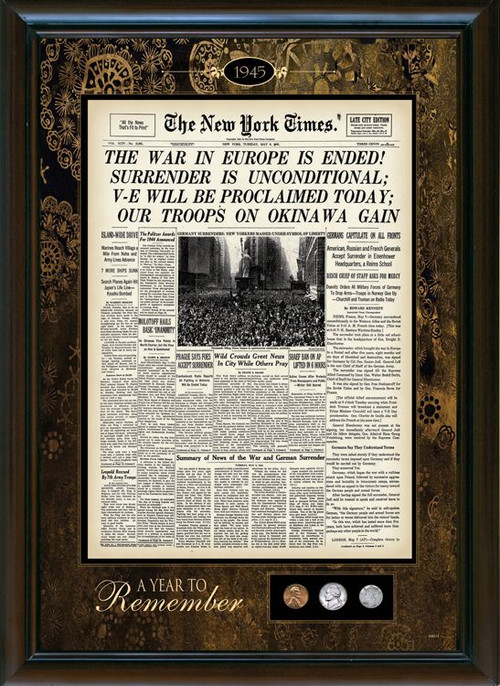 Collector's New York Times Framed Front Page with U.S. Mint Coins - Actual Authentic Collectable - Photo Museum Store Co