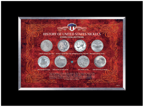 Collector's History of United States Nickels Coin Collection - Actual Authentic Collectable - Photo Museum Store Company