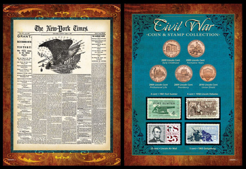 Collector's New York Times Civil War Coin & Stamp Collection  - Actual Authentic Collectable - Photo Museum Store Compan