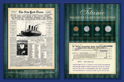 Collector's New York Times 1912 Coin Collection with Marconi Telegram - Actual Authentic Collectable - Photo Museum Stor