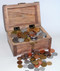 Collector's TREASURE CHEST 100 FOREIGN COINS - Actual Authentic Collectable - Photo Museum Store Company