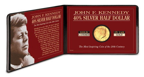 Collector's Silver JFK Half Dollar Coin Layered in Pure Gold - Actual Authentic Collectable - Photo Museum Store Company