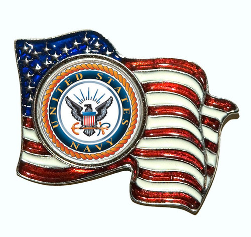 Collector's Armed Forces Colorized Quarter Flag Pin - Navy - Actual Authentic Collectable - Photo Museum Store Company