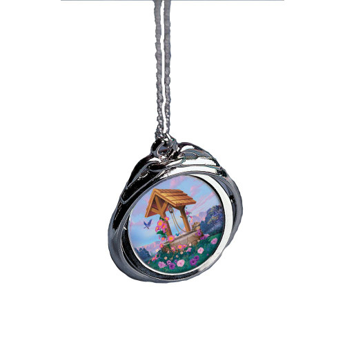 Collector's Colorized Wishing Well JFK Half Dollar Spinner Pendant 24 Chain - Actual Authentic Collectable - Photo Museu