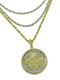 Collector's Selectively Gold-Layered Lucky Sixpence Goldtone Coin Pendant with Triple Chain Coin Jewelry - Actual Authen