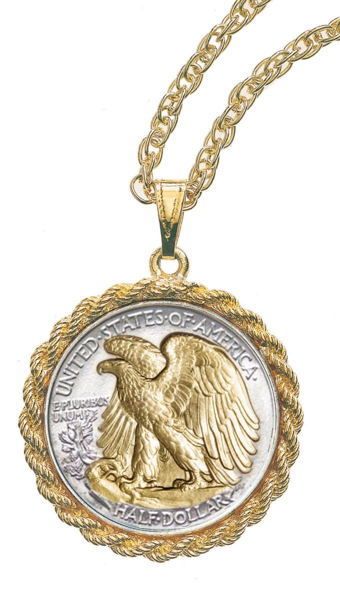 Selectively Gold-Layered Silver Walking Liberty Half Dollar Rope