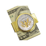 Collector's Selectively Gold-Layered Presidential Seal JFK Half Dollar Goldtone Money Clip - Actual Authentic Collectabl