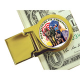 Collector's Goldtone Defenders of Freedom New York Statehood Quarter Moneyclip - Actual Authentic Collectable - Photo Mu