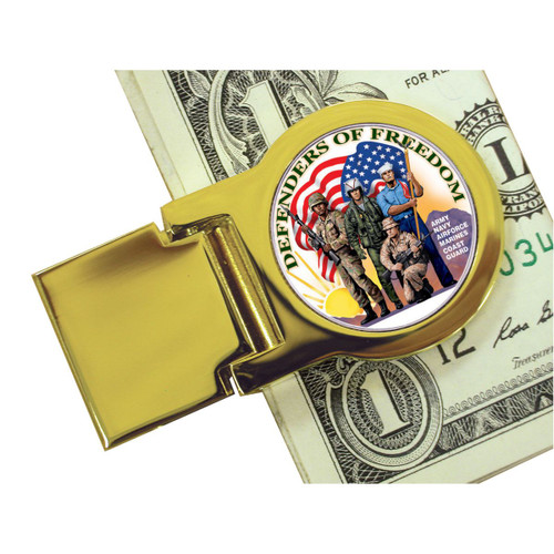 Collector's Goldtone Defenders of Freedom New York Statehood Quarter Moneyclip - Actual Authentic Collectable - Photo Mu