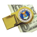Collector's Goldtone Moneyclip with Colorized Air Force Washington Quarter - Actual Authentic Collectable - Photo Museum